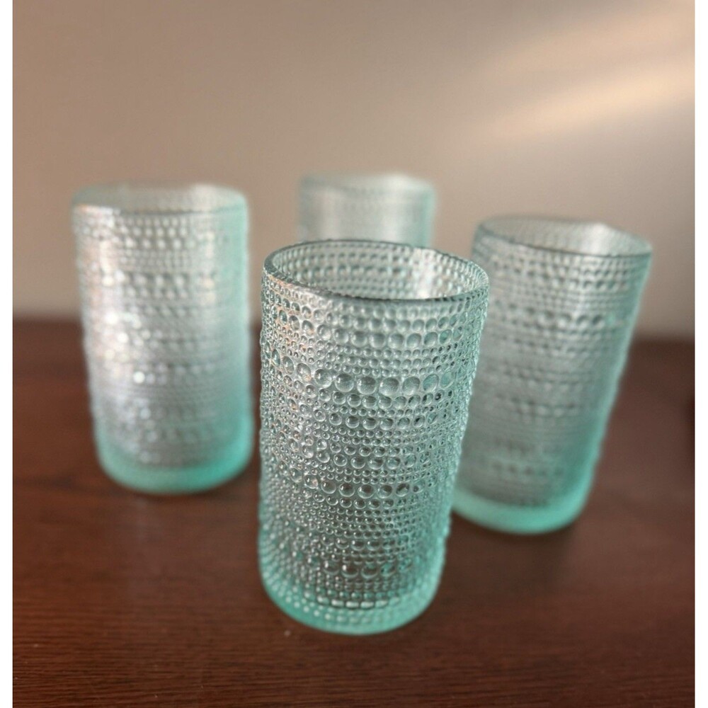 Home Essentials Halo Hi Ball Tumbler 15oz Set Of 4 Teal Aqua Glasses